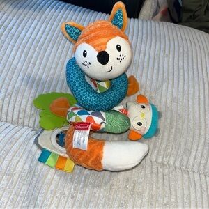 Infantino Fox Spiral Interactive Baby Rattle Toy - Orange and Blue